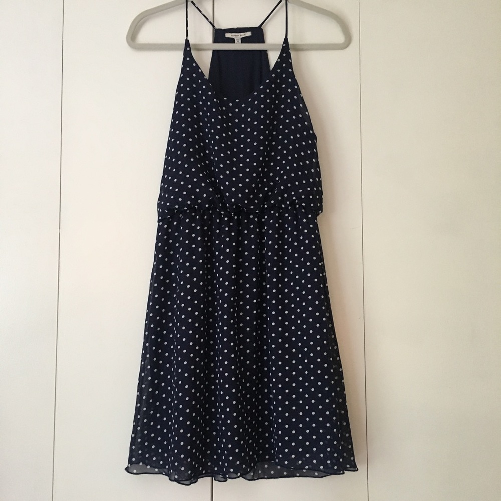 Navy Blue & White Polka Dot Sun Dress! Brand New!